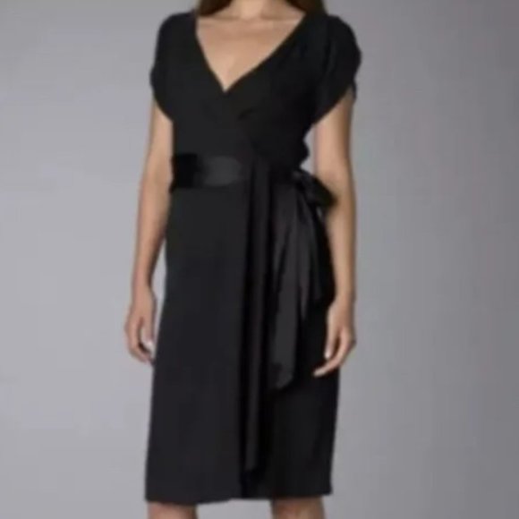 Diane Von Furstenberg Dress Black Wrap Antoinette Wool Blend Sz 0 Dark Romantic - Picture 1 of 12